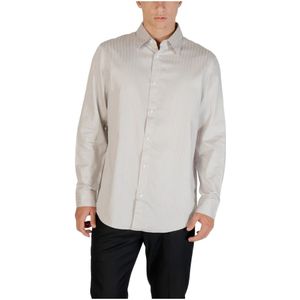 Armani Exchange - Striped Long Sleeve Button-Up Shirt - Grijs - 100% Katoen