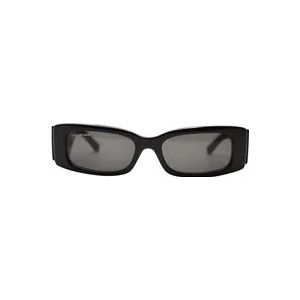 Balenciaga Rechthoekige zonnebril met grijze lenzen , Black , Dames , Maat: ONE Size