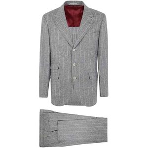 Brunello Cucinelli, Heren, Pakken, Grijs, Maat: XL Leer,