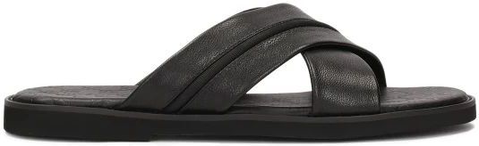 Kazar - Heren Leren Slippers - Zwart - Met Kruisbanden