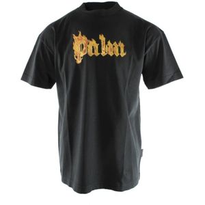 Palm Angels, Heren, Tops, Zwart, Maat: S Katoen,
