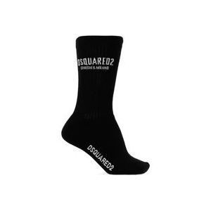Dsquared2 Katoenen sokken met logo , Black , Heren , Maat: XL