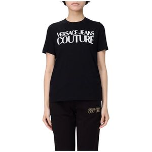 Versace Jeans Couture, Dames, Tops, Zwart, Maat: XS Katoen,