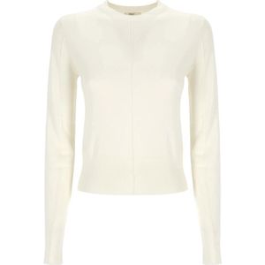 Chloé Witte Wollen Gebreide Top Geborduurd Logo , White , Dames , Maat: L