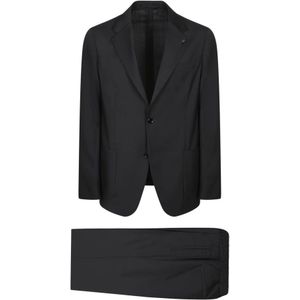 Lardini, Heren, Pakken, Zwart, Maat: L Tweed,