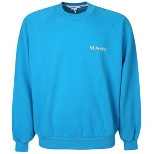 Sunnei, Heren, Sweatshirts & Hoodies, Blauw, Maat: M Katoen,
