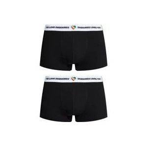 Dsquared2 Twee-pack boxershorts met logo , Black , Heren , Maat: XL