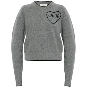 Chloé, Dames, Truien, Grijs, Maat: M Wol,