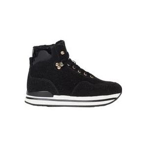 Hogan Zwarte Suède Sneakers met Lurex Details , Black , Dames , Maat: 36 1/2 EU