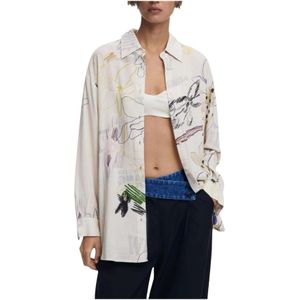 Desigual, Dames, Blouses & Shirts, Beige, Maat: L Viscose,