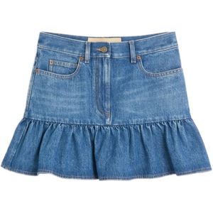 Valentino Garavani, Dames, Rokken, Blauw, Maat: 2XS Denim,