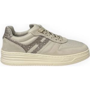 Hogan Ivoor leren sneakers , Beige , Dames , Maat: 37 EU