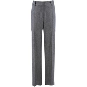Brunello Cucinelli, Dames, Broeken, Grijs, Maat: S Wol,