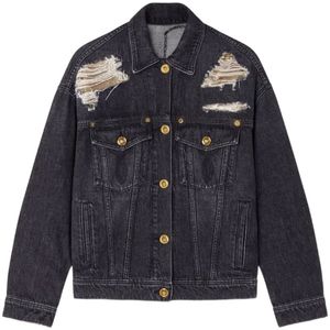 Versace, Dames, Jassen, Zwart, Maat: S Denim,