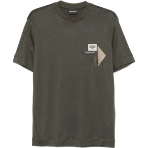 Emporio Armani, Heren, Tops, Groen, Maat: M Katoen,