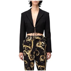 Versace Jeans Couture, Dames, Jassen, Zwart, Maat: M Leer,