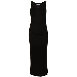 Ganni Zwarte Katoenen Maxi Jurk , Black , Dames , Maat: L