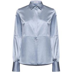 Brunello Cucinelli, Dames, Blouses & Shirts, Blauw, Maat: M Zijde,