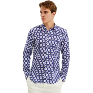 Peninsula, Heren, Overhemden, Blauw, Maat: XL Linnen,