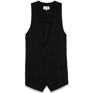 MM6 Maison Margiela, Dames, Jassen, Zwart, Maat: 2XS Wol,