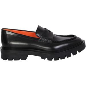 Santoni Zwarte Penny Loafer met Ronde Neus , Black , Dames , Maat: 39 EU