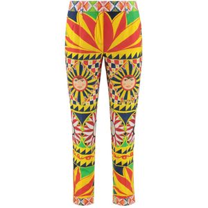 Dolce & Gabbana, Dames, Broeken, Veelkleurig, Maat: XS Katoen,