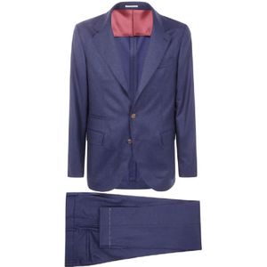 Brunello Cucinelli, Heren, Pakken, Blauw, Maat: M Wol,