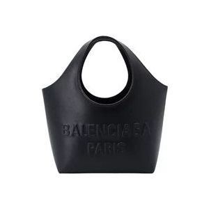 Balenciaga Geëmbosseerde Logo Leren Handtas , Black , Dames , Maat: ONE Size