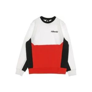 Nike Crew Sweatshirt Wit/Rood/Zwart Streetwear , White , Heren , Maat: XL
