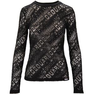 Dsquared2, Dames, Tops, Zwart, Maat: M Katoen,