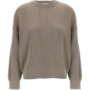 Brunello Cucinelli, Dames, Truien, Beige, Maat: M Katoen,