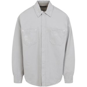 Balenciaga, Heren, Overhemden, Grijs, Maat: L Katoen,