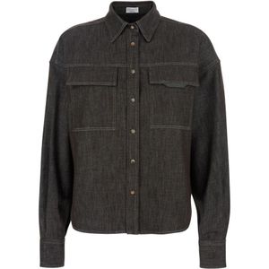 Brunello Cucinelli, Dames, Blouses & Shirts, Bruin, Maat: S Denim,
