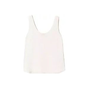 Twinset Lichtgewicht Viscose Top met Brede Bandjes , White , Dames , Maat: L