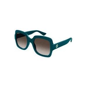Gucci Groen/bruin zonnebril , Green , Dames , Maat: 54 MM