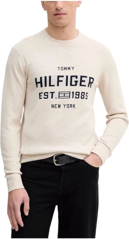 Tommy Hilfiger - Athleisure - Trui - Beige - Ronde Hals - Katoen