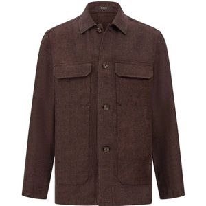 Boggi Milano, Heren, Jassen, Bruin, Maat: XL Linnen,