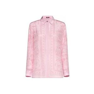 Versace Barocco Print Zijden Overhemden , Pink , Dames , Maat: XS