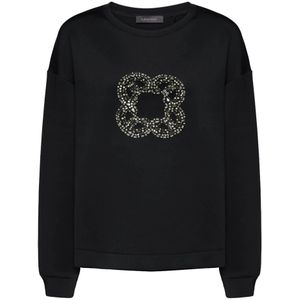 Elena Mirò, Dames, Sweatshirts & Hoodies, Zwart, Maat: XS Katoen,