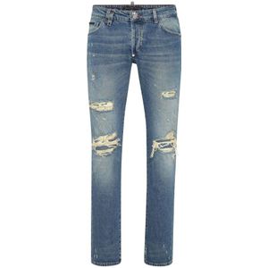Philipp Plein, Heren, Jeans, Blauw, Maat: W30 Denim,