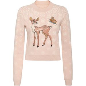 Philipp Plein, Dames, Truien, Beige, Maat: S Katoen,