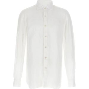 Finamore, Heren, Overhemden, Wit, Maat: 2XL Linnen,