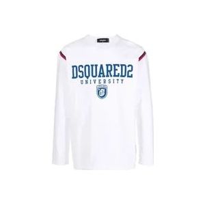 Dsquared2 Witte Varsity Fit Sweatshirt voor Heren , White , Heren , Maat: L