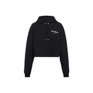 Balmain Flocked Paris hoodie , Black , Dames , Maat: S