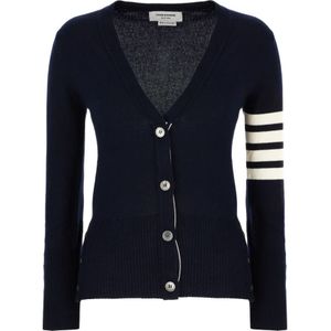 Thom Browne, Dames, Truien, Blauw, Maat: 2XS Kasjmier,