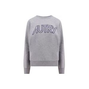 Autry Grijze Katoenen Sweatshirt met Geborduurd Logo , Gray , Dames , Maat: M