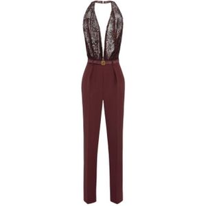 Elisabetta Franchi, Dames, Jumpsuits & Playsuits, Rood, Maat: L Leer,