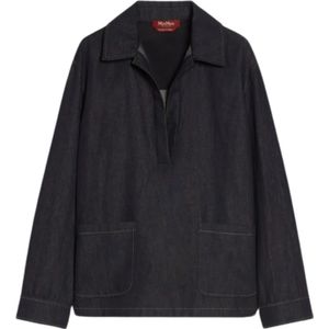 Max Mara Studio, Dames, Jassen, Blauw, Maat: XS Katoen,