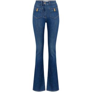 Elisabetta Franchi, Dames, Jeans, Blauw, Maat: 8XL Denim,