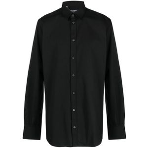 Dolce & Gabbana, Heren, Overhemden, Zwart, Maat: M Katoen,